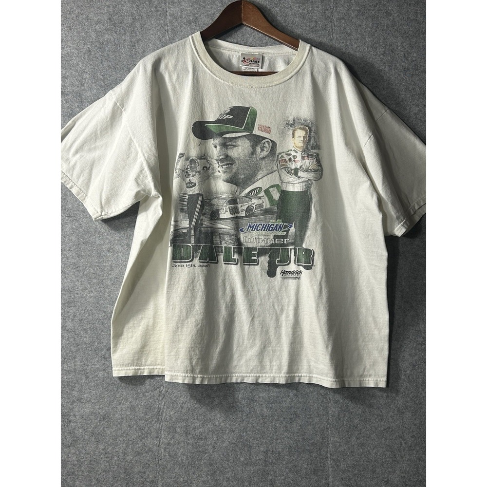 Dale Earnhardt Jr Shirt Mens 2XL White Chase Authentics Nascar AOP Y2K Back Hit